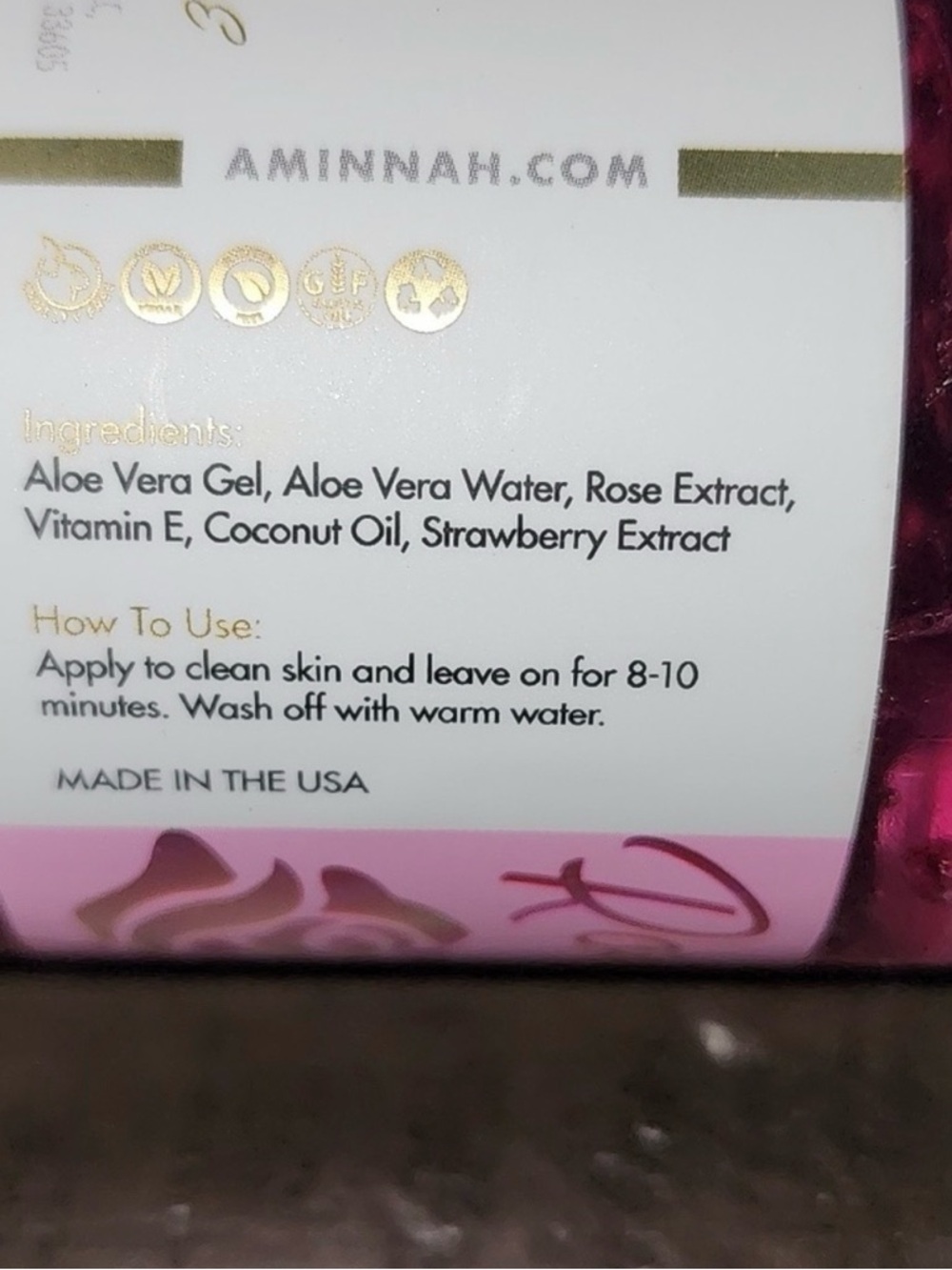 Aminnah- Rose Jelly Face Mask - Pink Hydrating Gel 4oz - Picture 2 of 2